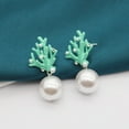 thumbnail image 4 of Opolski 1 Pair Ear Studs Coral Shape Faux Pearl Jewelry Cute All Match Lightweight Stud Earrings for Dating, 4 of 8