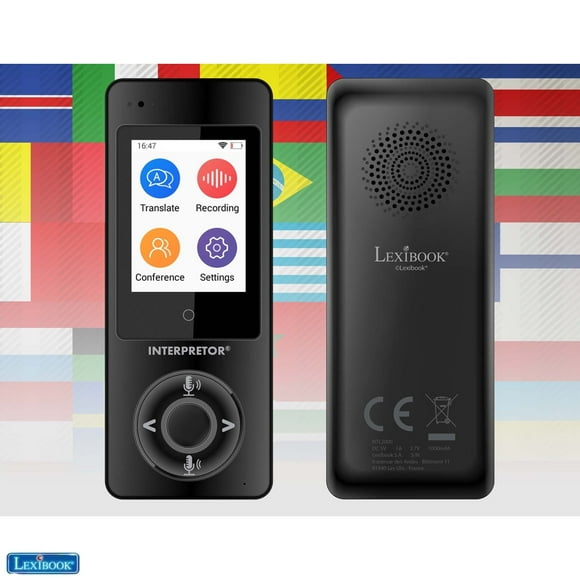 Lexibook Intérprete Traductor Instantáneo 75 Idiomas Traducciones Precisas Pantalla Táctil Chat Grupal Conector Audífonos Bluetooth Wifi Negro NTL2000