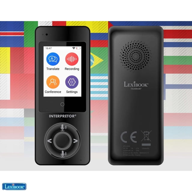 Lexibook Intérprete Traductor Instantáneo 75 Idiomas Traducciones Precisas Pantalla Táctil Chat Grupal Conector Audífonos Bluetooth Wifi Negro NTL2000