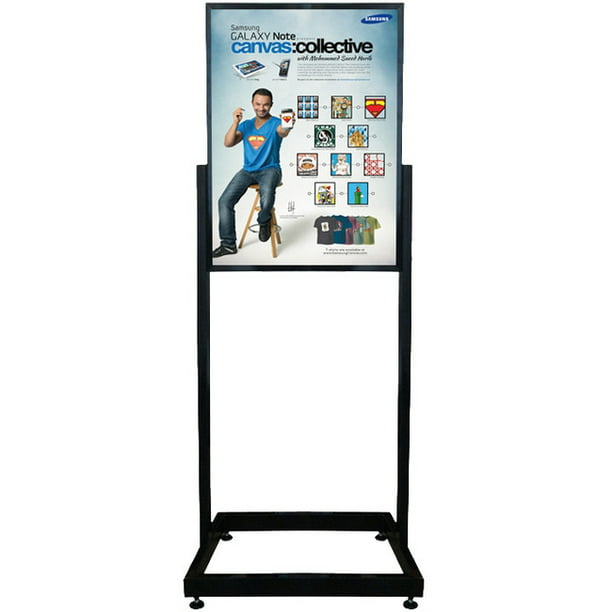 24w x 36h Oval Poster Display Stand - Black Double Sided