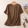 thumbnail image 1 of Blusas Coloridas Fiudx con Botones para Mujer Camisetas Sueltas Manga Corta Cuello Redondo, 1 of 7