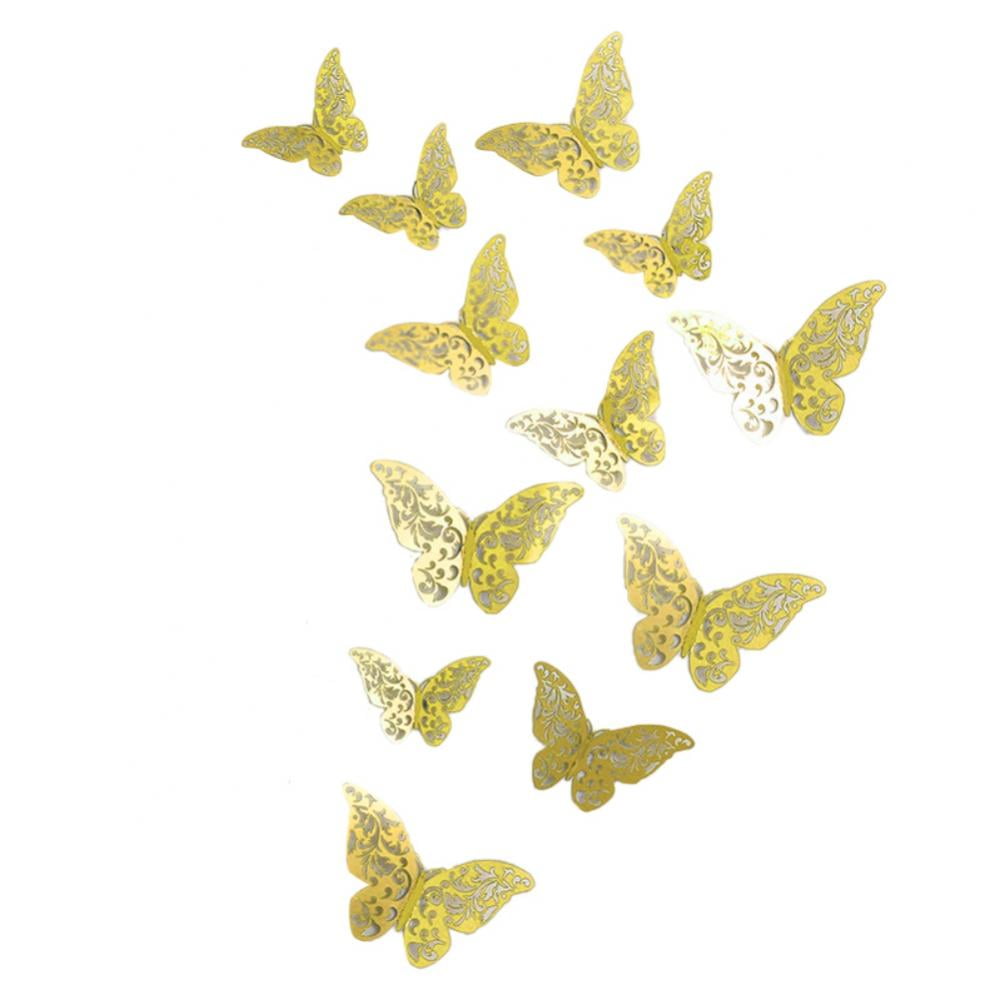 36Pcs 3D Gold Butterfly Wall Decor 3 Sizes Butterfly Decorations ...