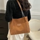 thumbnail image 5 of Bolsa de terciopelo con rayas grandes de color marrón, bolso de mano de lona para viajeros, bolso de hombro casual de cien, 5 of 7