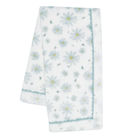 UPC: 0084122014893 | Lambs & Ivy Sweet Daisy White/Blue Floral Soft Luxury Fleece Baby Blanket