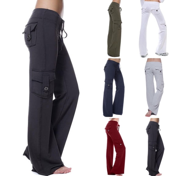 Cargo Yoga Leggings for Women Workout Wide Leg Pants Stretch Waist Yoga Gym Tights With Pocket Black 4XL