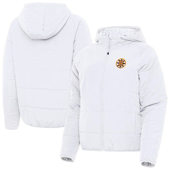 Women's Antigua White Boston Bruins Raglan Universe Full-Zip Hooded Jacket