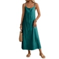 thumbnail image 3 of Laqbezok Women's Cotton Linen Camisole Dress, Casual Sleeveless Scoop Neck Midi Gown, Loose Solid Color Flowy Sun Dress for Summer Vacation, 3 of 5
