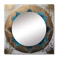 thumbnail image 2 of Designart "Blue and Gold Mandala Elegance III" Boho Mandala Square Mirror For Wall Decor - Large Blue Square Mirror Printed Wall Decor - Traditional Square Living Room Mirror, 2 of 5