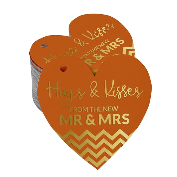 Inkdotpot 100 Pack Real Gold Foil Paper Tag Hugs & Kisses From The Wedding Favor Hang Tag