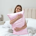thumbnail image 3 of PiccoCasa Satin Pillowcases Standard Pillow Covers Set of 2, King Pink, 3 of 8