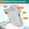 thumbnail image 5 of SUN CUBE Wide Brim Sun Hat with Neck Flap, Fishing Hiking for Men Women Safari, Neck Cover for Outdoor Sun Protection UPF50+ | Light Gray, 5 of 9