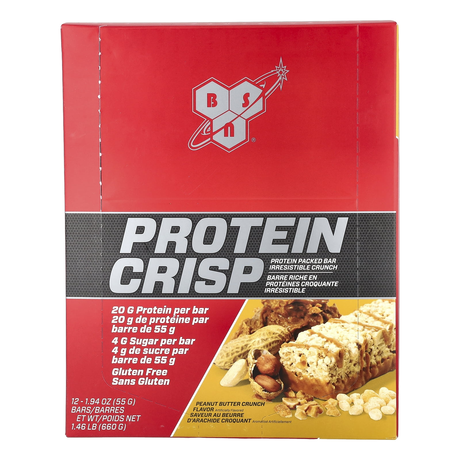 BSN Protein Crisp, Peanut Butter Crunch, 12 Bars, 1.94 oz (55 g) Each