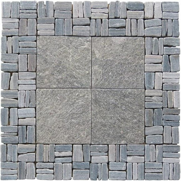 Intrend Tile LS018-G Quartzite Grande Mosaïque Centrale de Motif Alternatif - Vert