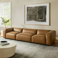 thumbnail image 2 of 3 pcs Modular Sofa, Brown, Faux Leather, Living Room Lounge Cafe Lobby Hospitality Restaurant, Modern Contemporary, HB37676, 2 of 8