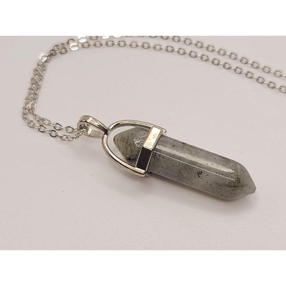 Labradorite Point Necklace Genuine Handmade Silver Tone