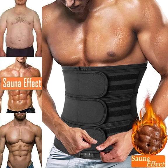 COMFREE Men Sauna Training Sweat Ab Belt Body Shaper Waist Trainer Corset Workout GYM for burn Calorie Tummy Calorie Loss