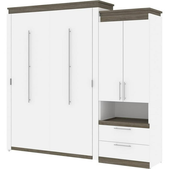 Atlin Designs 95" Queen Murphy Bed with Storage Cabinet in White
