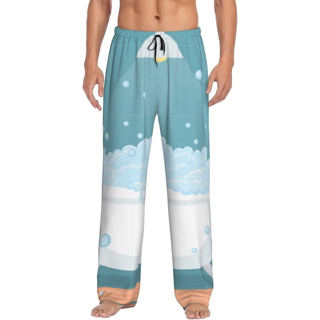 Fotbe Bathtub with Soap Bubbles Pantalones de Pijama para Hombre, Pantalones de Dormir, Pantalones de Casa con Cintura Ajustable y Bolsillos-Medium