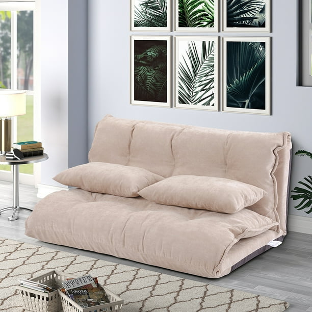 1pc Home Floor Chair Pu Leather Adjustable Sofa Bed Lounge Mattress With Pillows Beige Com 1pc Home Floor Chair Pu Leather, Merax Pu Leather Foldable Floor Sofa Bed