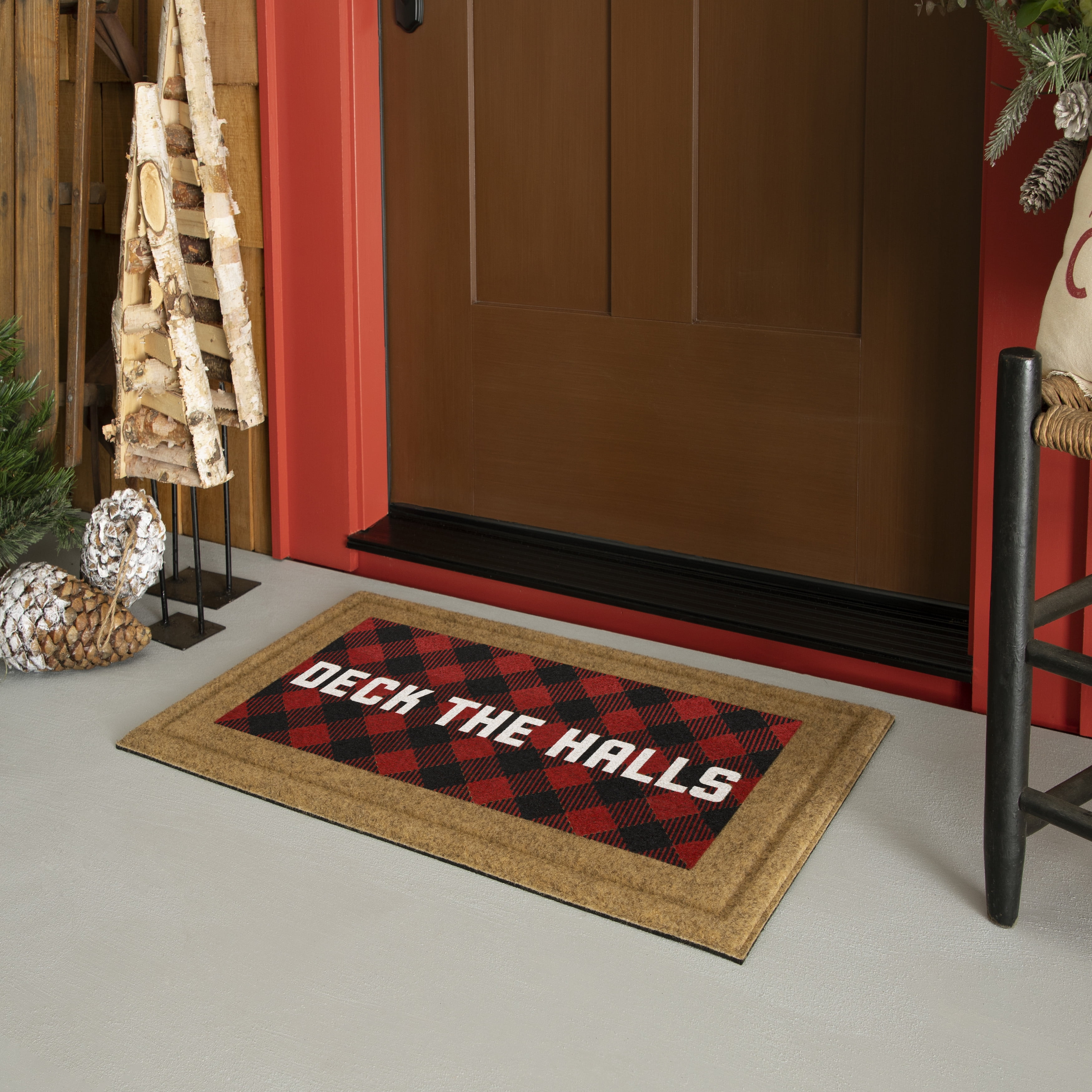 Briarwood Lane Red Checkered Welcome Coir Doormat Natural Fiber Black and Red Plaid 18 x 30 Briarwood Lane Red Checkered Welcome Coir Doormat Natural Fiber Black and Red Plaid 18 x 30