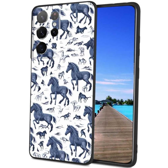 Compatible with Samsung Galaxy S21 Ultra Phone Case, horse-animal02-33 Case Silicone Protective for Teen Girl Boy Case for Samsung Galaxy S21 Ultra