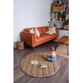 thumbnail image 3 of Uniklook Padded Quilted Leather Round 47" 120cm Play mat | Indoor Outdoor | Reversible Tan + Cream | Timmy Time Mat Crawling Play Time | Waterproof Baby Infant Floor Mat (Tan + Cloud), 3 of 9