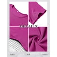 thumbnail image 6 of ZXSXSY Womens Short Sleeve Crew Neck Tassel Trim Wavy Hem Rib Crop Top, 6 of 6