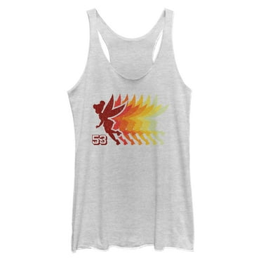 Women's Peter Pan Tinker Bell Retro  Racerback Tank Top White Heather X Large