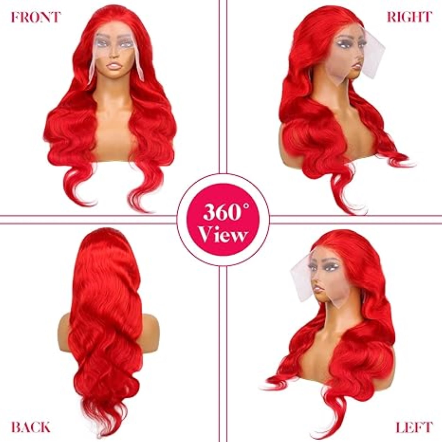 13*6 Inch HD Lace Closure 100% Human Hair Wig Body Wave Lace Front Wig 28" Red Hair Heat Resistant Bleachable