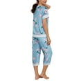 thumbnail image 7 of Tnhcen Women's Floral Print Pajama Set, Soft Nylon Spandex Loungewear, Short Sleeve Round Neck 7-Inch Pants Casual Sleepwear Set, Home Wear for Women, Sizes S-2XL, 7 of 7