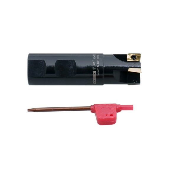 Accusize 1'' 90 Deg Square Shoulder Indexable End Mill, 3-1/2'' Oal, Apkt11t3 Carbide Inserts, 4 Flute, 0056-0920