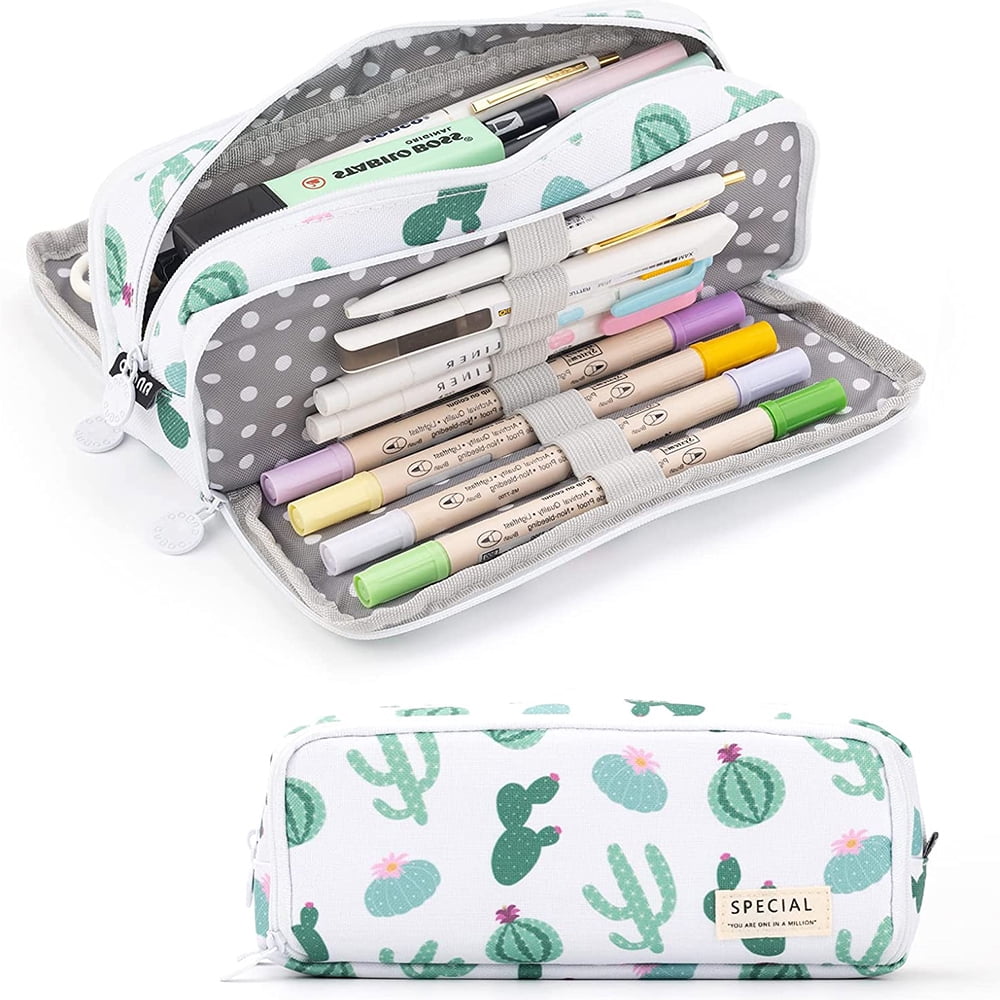 Black Cactus Graphic Pencil Cases Stationery Zipper School Pouches Bag