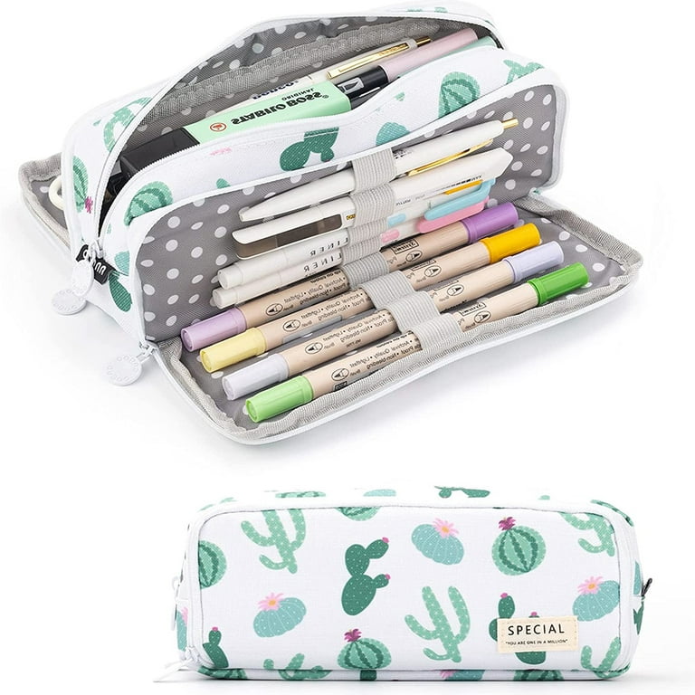 Big Capacity Cactus Pencil Pouch, GIUGT Portable Large Storage Pencil Bag  with Easy Grip Handle & Zipper, Multifunction Pen Case Cute Pencil Case for  Girls Boys Kids Teen Office School Student Adults 