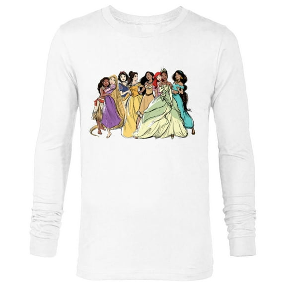 Disney Princess Group Pencil Sketch - Long Sleeve T-Shirt for Men - Customized-White
