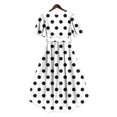 thumbnail image 6 of Uootdi Polka Dot Dresses for Women V Neck Tie Waist Short Sleeve Casual Flowy Midi Dresses Lightweight Elegant Gift, 6 of 7