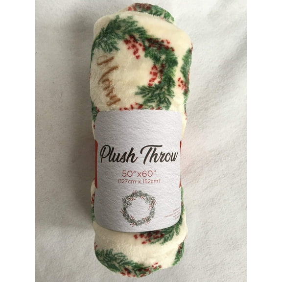 Christmas Wreaths with Multiple Sayings Plush Blanket Throw