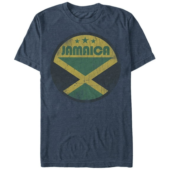 Men's Lost Gods Jamaica Flag Circle Graphic Tee Navy Blue Heather Medium