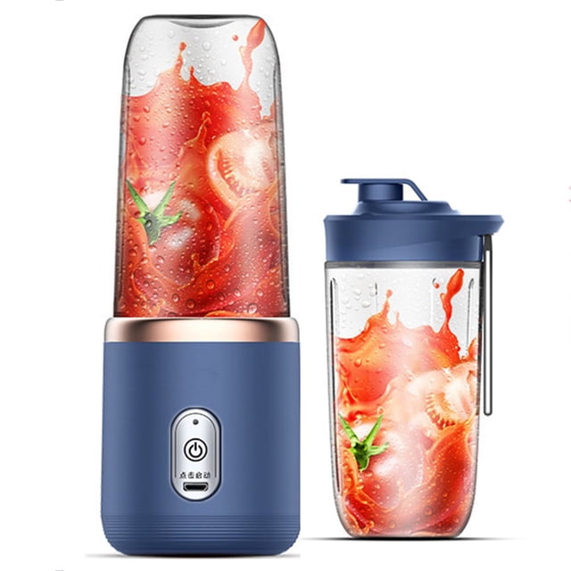 Portable Blender Cup Automatic Small Glass Juice Cup for Travel Sports Kitchen Blue Double Cup With Cover