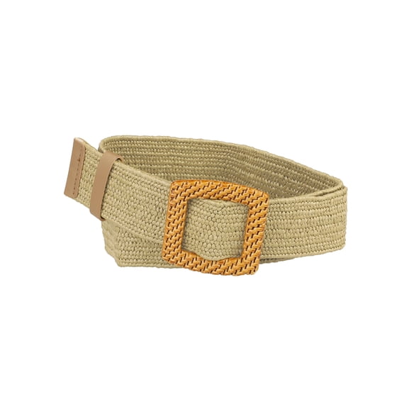 Cinturones elásticos tejidos de INSPIRE CHIC para mujeres, cinturones retro para vestidos con hebilla cuadrada Caqui