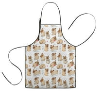 Cartoon Pug and Heart Kids Aprons for Girls and Boys,Adjustable Neck Strap Toddler Aprons for Kids Cooking Baking