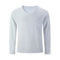 thumbnail image 3 of Chemise d'Exercice Décontractée pour Hommes, Couleur Unie, Manches Longues, Col Rond, Couche de Base, Évacuation de l'Humidité, 3 of 7