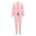 thumbnail image 4 of Meichang 2 Piece Blazer Set Solid Lapel Long Sleeve Open Front Suit and Pants Set Elegant Business Cardigan With Pockets, 4 of 6