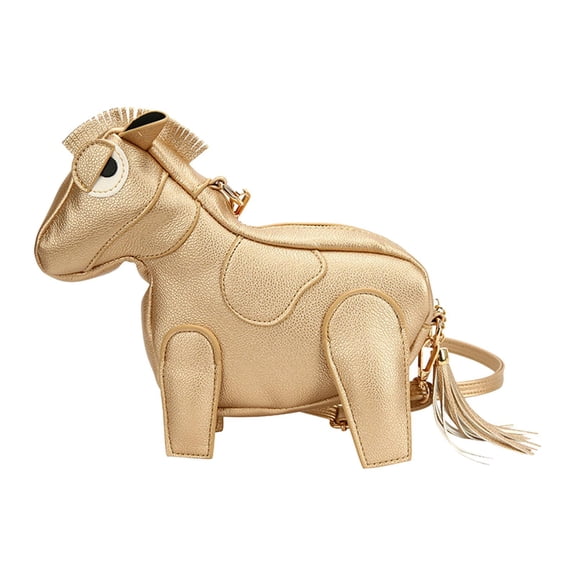 yuksok Women's Horse Shoulder Bag Adjustable Strap Handbag for Outdoor Gym Shopping Gold