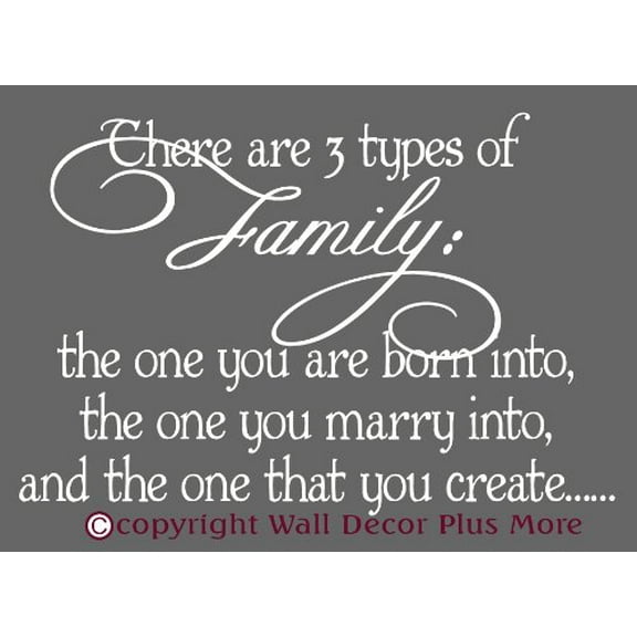 Home Decor 3 Types Of Family Wall Sticker Viny Decals Saying 23x15.5 White