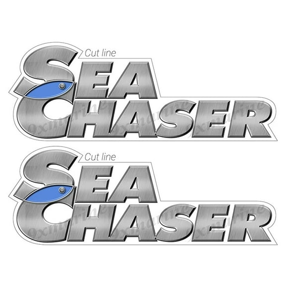 2 Sea Chaser Boat Stickers "3D Vinyl Replica" of original - 10" long