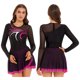 thumbnail image 3 of Vestido de baile lírico de Ballet para mujer, traje de patinaje artístico con diamantes de imitación brillantes, cuello simulado, malla transparente, vestido de baile moderno de manga larga, 3 of 5
