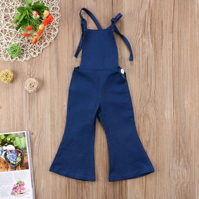 bell bottom denim overalls