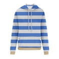 thumbnail image 2 of VISALY Hoodies Pullover Ribbed Long Sleeve Tops Oversized Hoodies Striped Plus Size Long Sleeve Sweaters Pullover Fall Clothes with Pocket Dressy Sweaters Lightweight Pullover Tunic Sweatshirt Blue Xl, 2 of 3