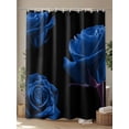 thumbnail image 4 of Fsddascl Blue Rose Shower Curtain Set - Standard 72" x 72" Washable Bathtub Curtain with 12 Hooks, Vintage Abstract Garden Flower Floral Black Waterproof Fabric Stall Shower Curtains for Bathroom, 4 of 6
