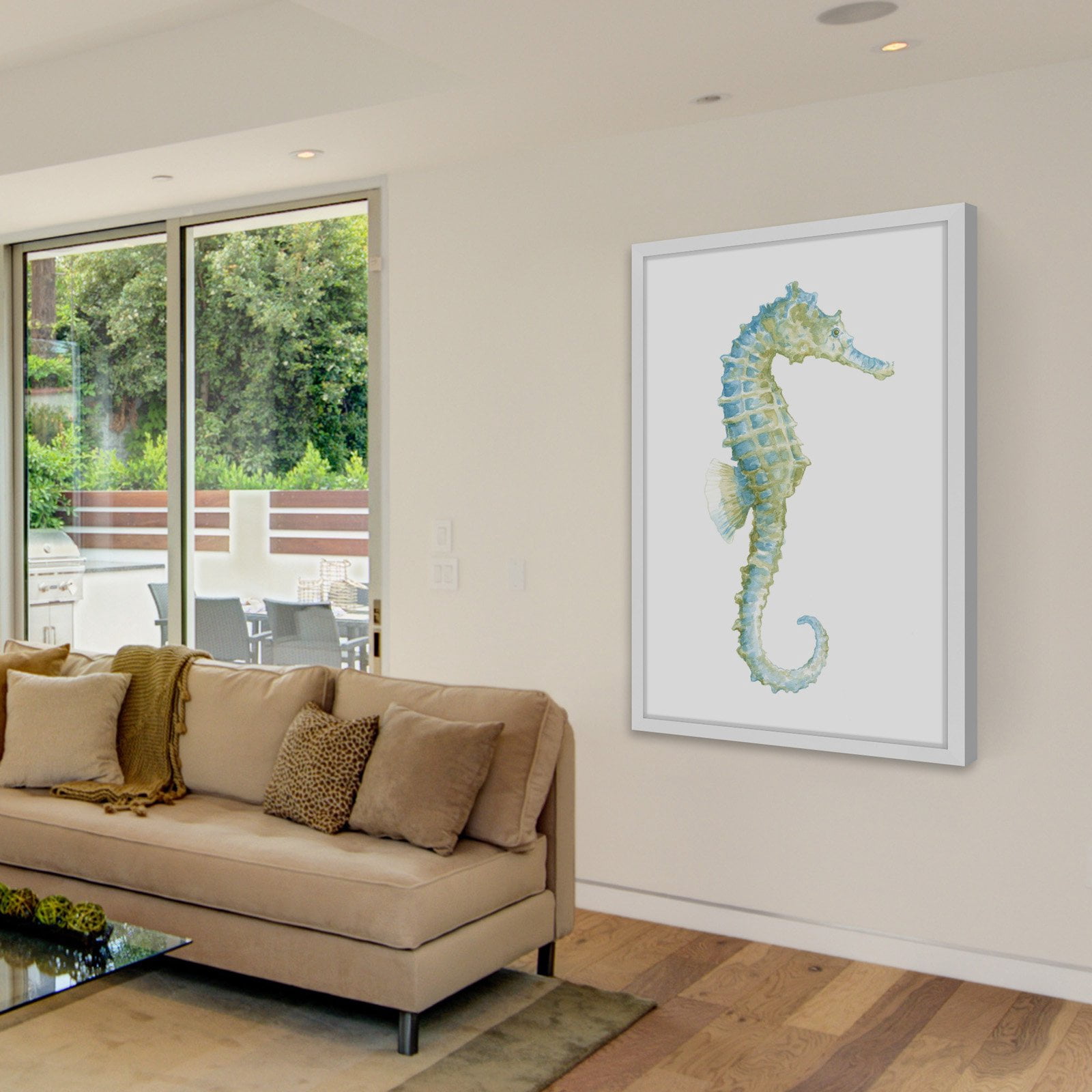 "Watercolor Seahorse I" Framed Painting Print